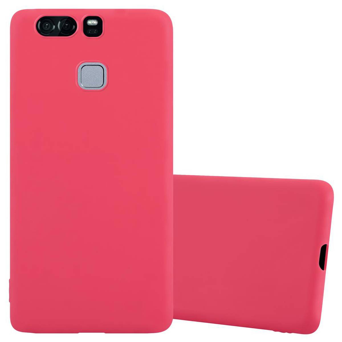 Cadorabo Hülle für Huawei P9 Schutzhülle in Rot Handyhülle TPU Silikon Etui Case Cover