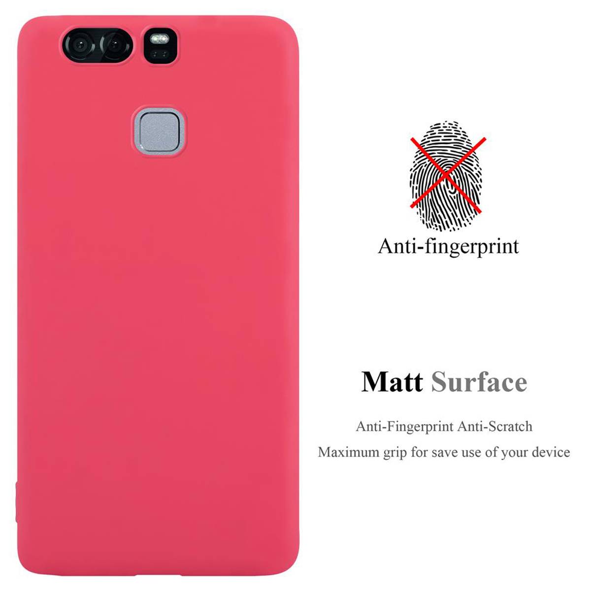 Cadorabo Hülle für Huawei P9 Schutzhülle in Rot Handyhülle TPU Silikon Etui Case Cover