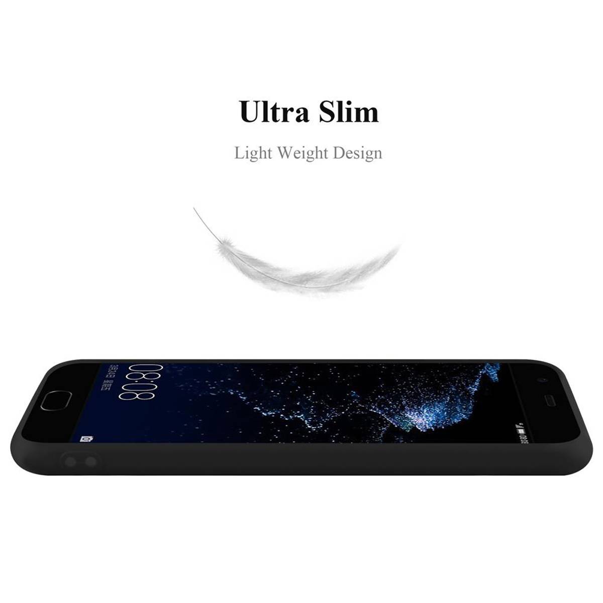 Cadorabo Hülle für Huawei P10 Schutzhülle in Schwarz Handyhülle TPU Silikon Etui Case Cover