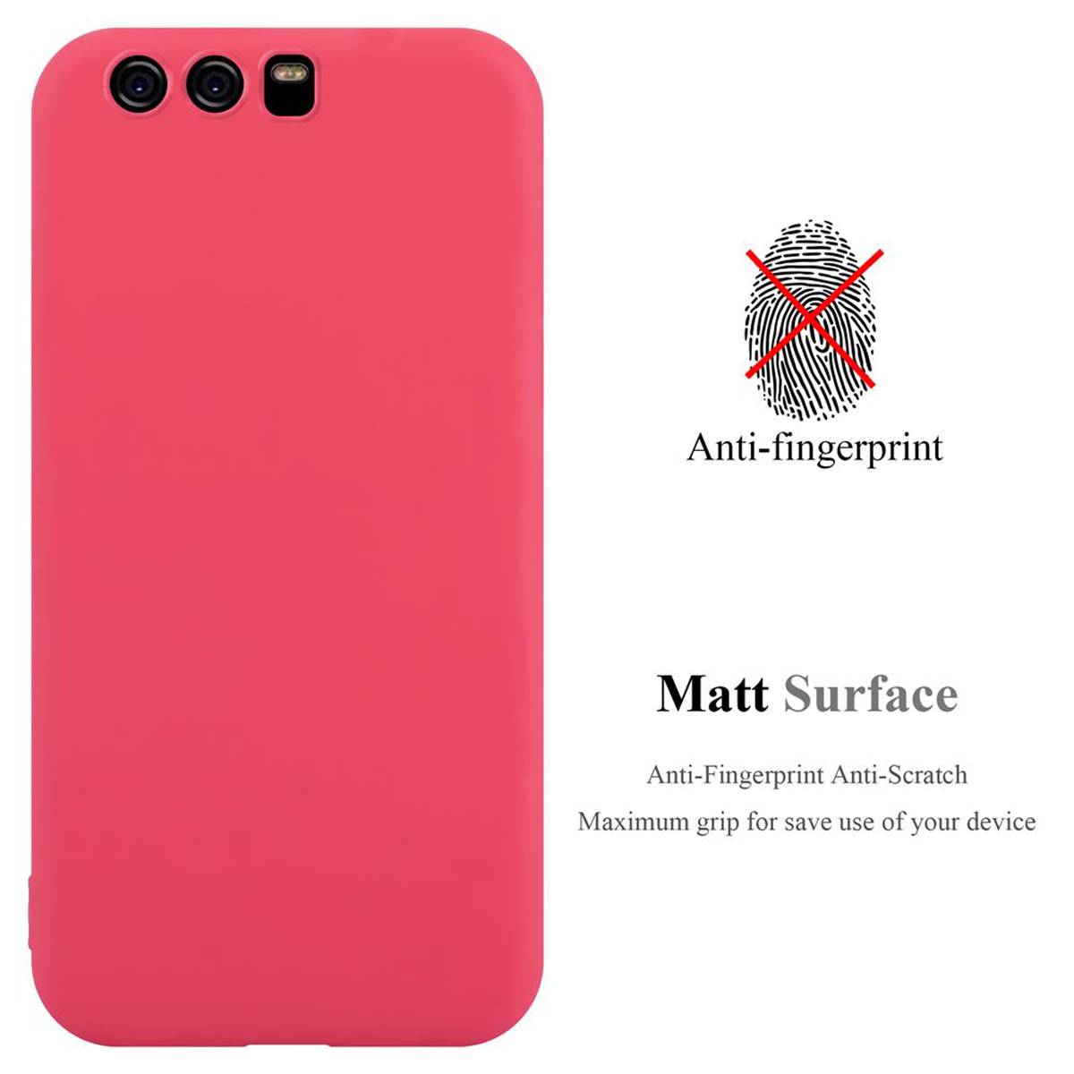 Cadorabo Hülle für Huawei P10 Schutzhülle in Rot Handyhülle TPU Silikon Etui Case Cover