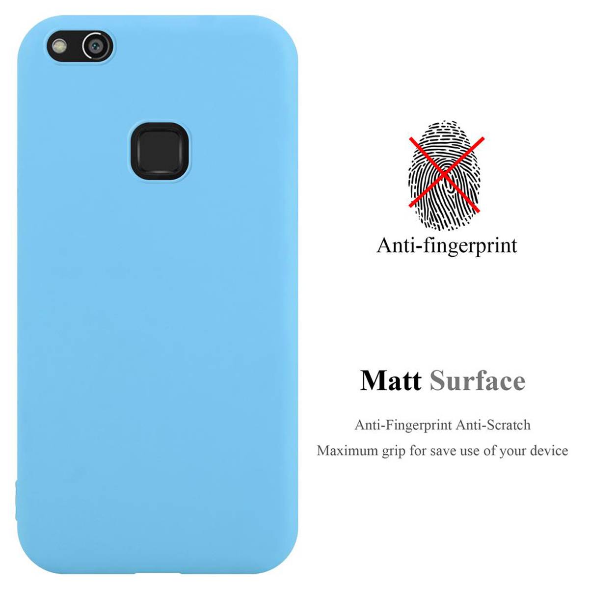 Cadorabo Hülle für Huawei P10 LITE Schutzhülle in Blau Handyhülle TPU Silikon Etui Case Cover