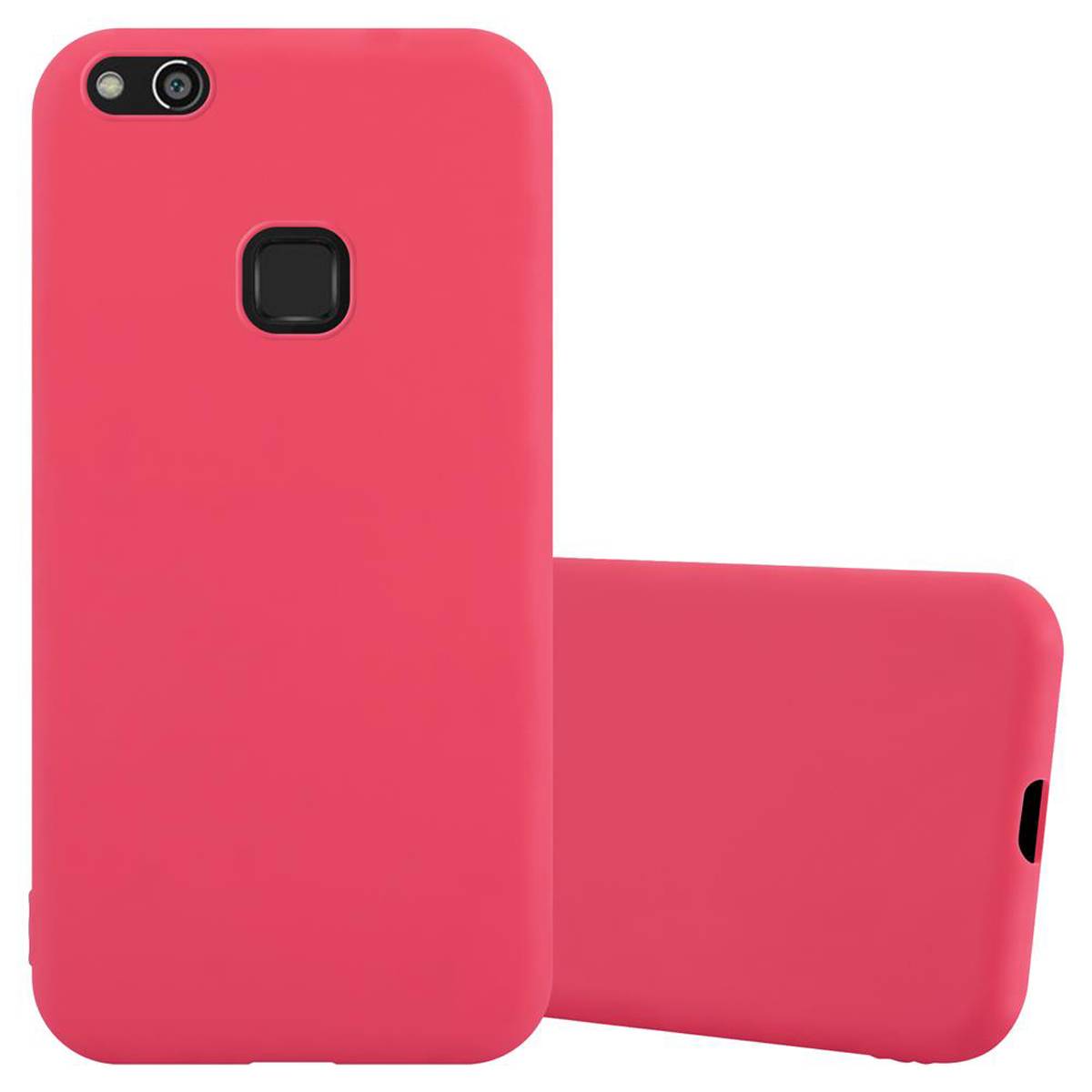 Cadorabo Hülle für Huawei P10 LITE Schutzhülle in Rot Handyhülle TPU Silikon Etui Case Cover