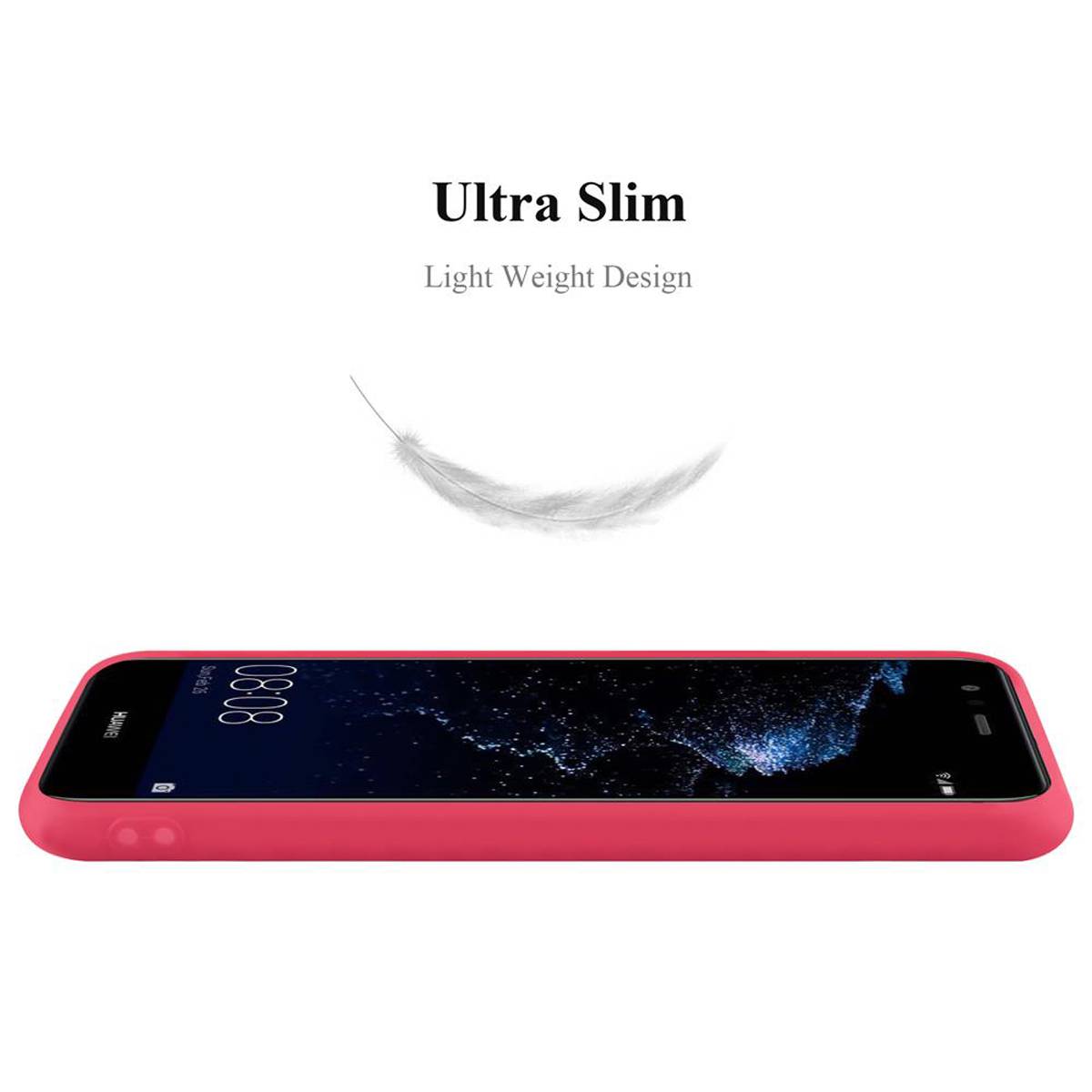 Cadorabo Hülle für Huawei P10 LITE Schutzhülle in Rot Handyhülle TPU Silikon Etui Case Cover