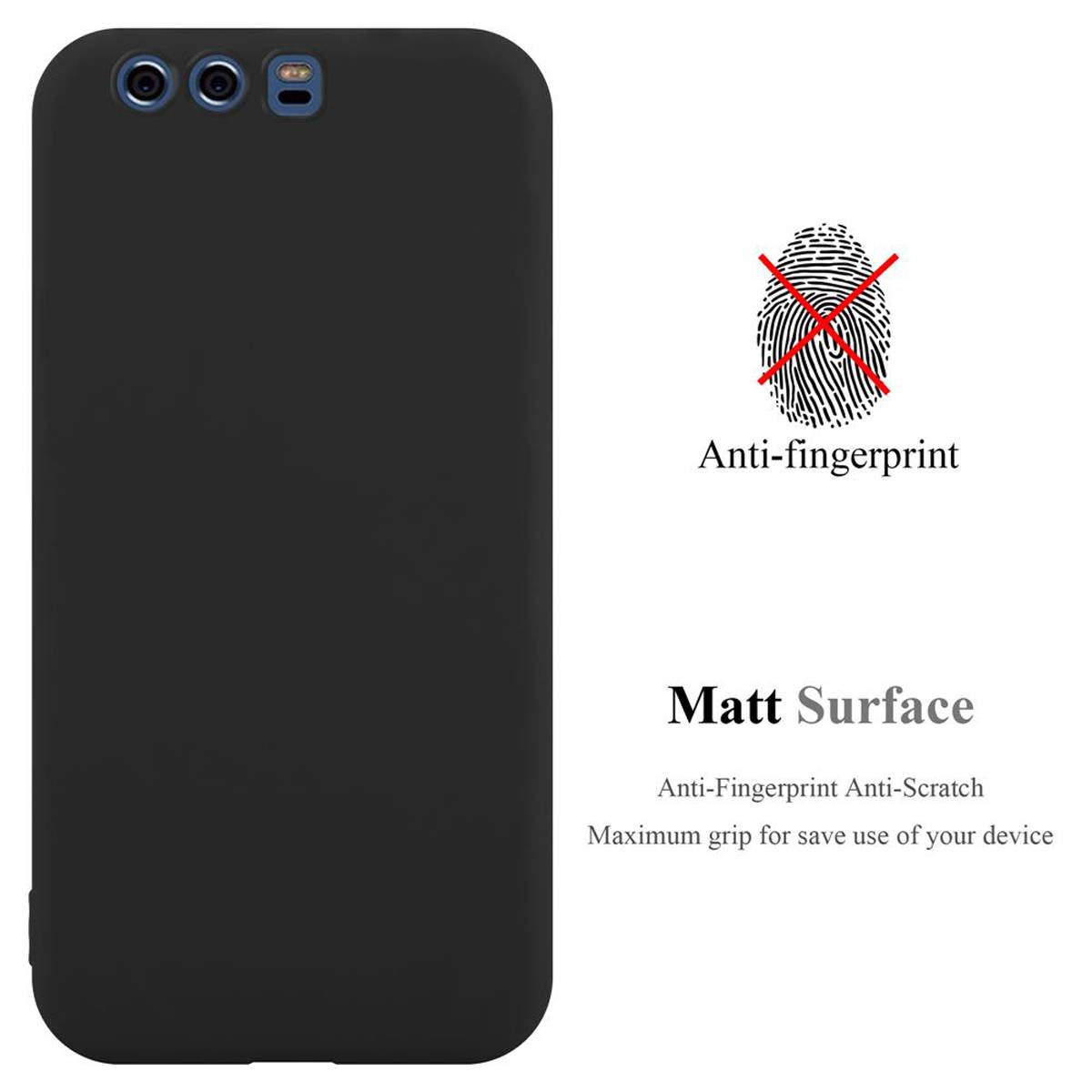 Cadorabo Hülle für Huawei P10 PLUS Schutzhülle in Schwarz Handyhülle TPU Silikon Etui Case Cover