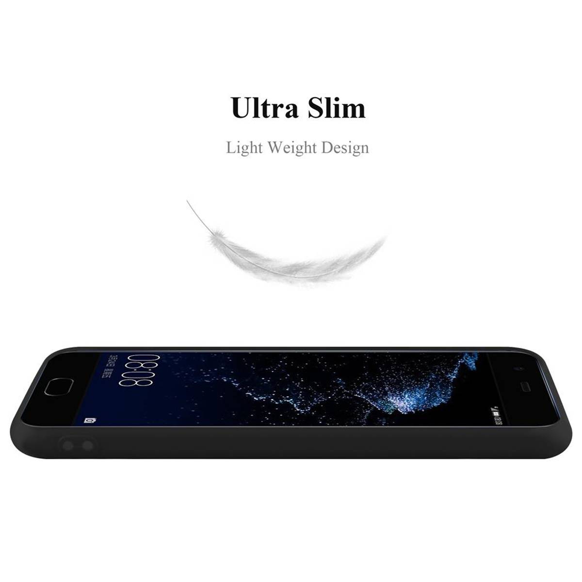 Cadorabo Hülle für Huawei P10 PLUS Schutzhülle in Schwarz Handyhülle TPU Silikon Etui Case Cover