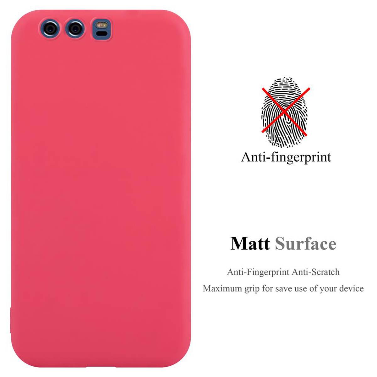 Cadorabo Hülle für Huawei P10 PLUS Schutzhülle in Rot Handyhülle TPU Silikon Etui Case Cover