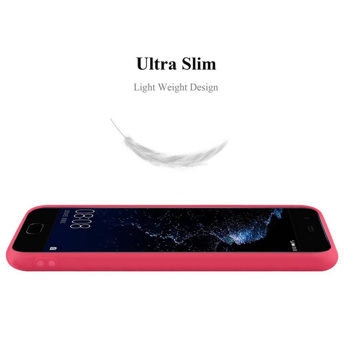 Cadorabo Hülle für Huawei P10 PLUS Schutzhülle in Rot Handyhülle TPU Silikon Etui Case Cover