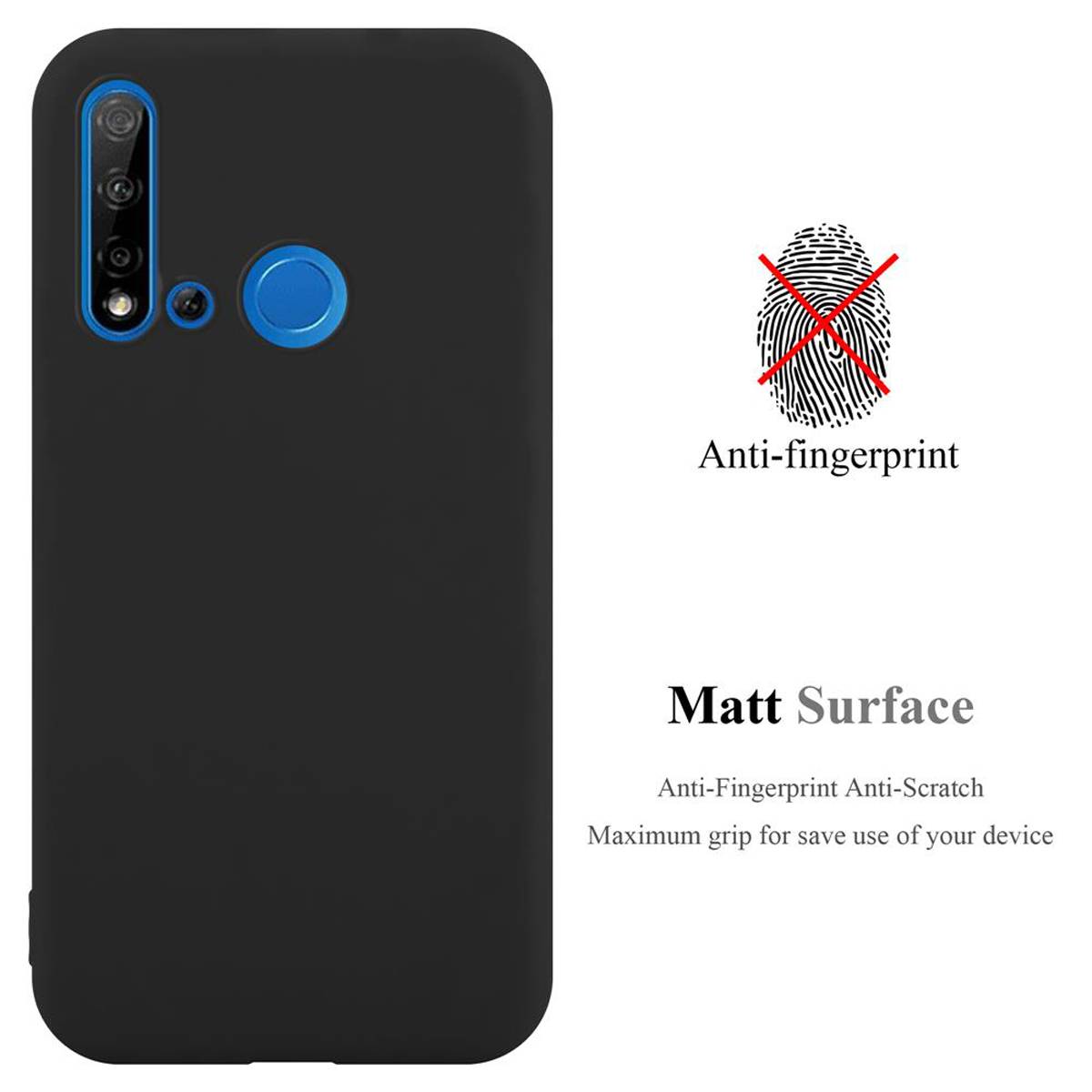 Cadorabo Hülle für Huawei NOVA 5i / P20 LITE 2019 Schutzhülle in Schwarz Handyhülle TPU Silikon Etui Case Cover
