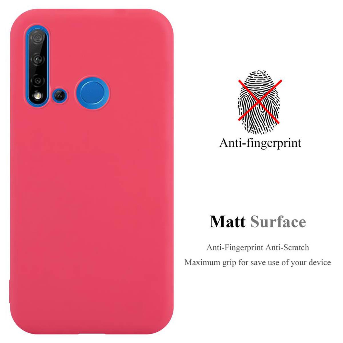 Cadorabo Hülle für Huawei NOVA 5i / P20 LITE 2019 Schutzhülle in Rot Handyhülle TPU Silikon Etui Case Cover