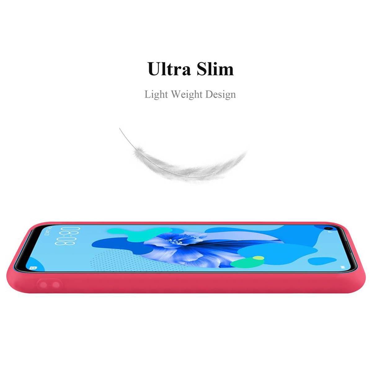 Cadorabo Hülle für Huawei NOVA 5i / P20 LITE 2019 Schutzhülle in Rot Handyhülle TPU Silikon Etui Case Cover