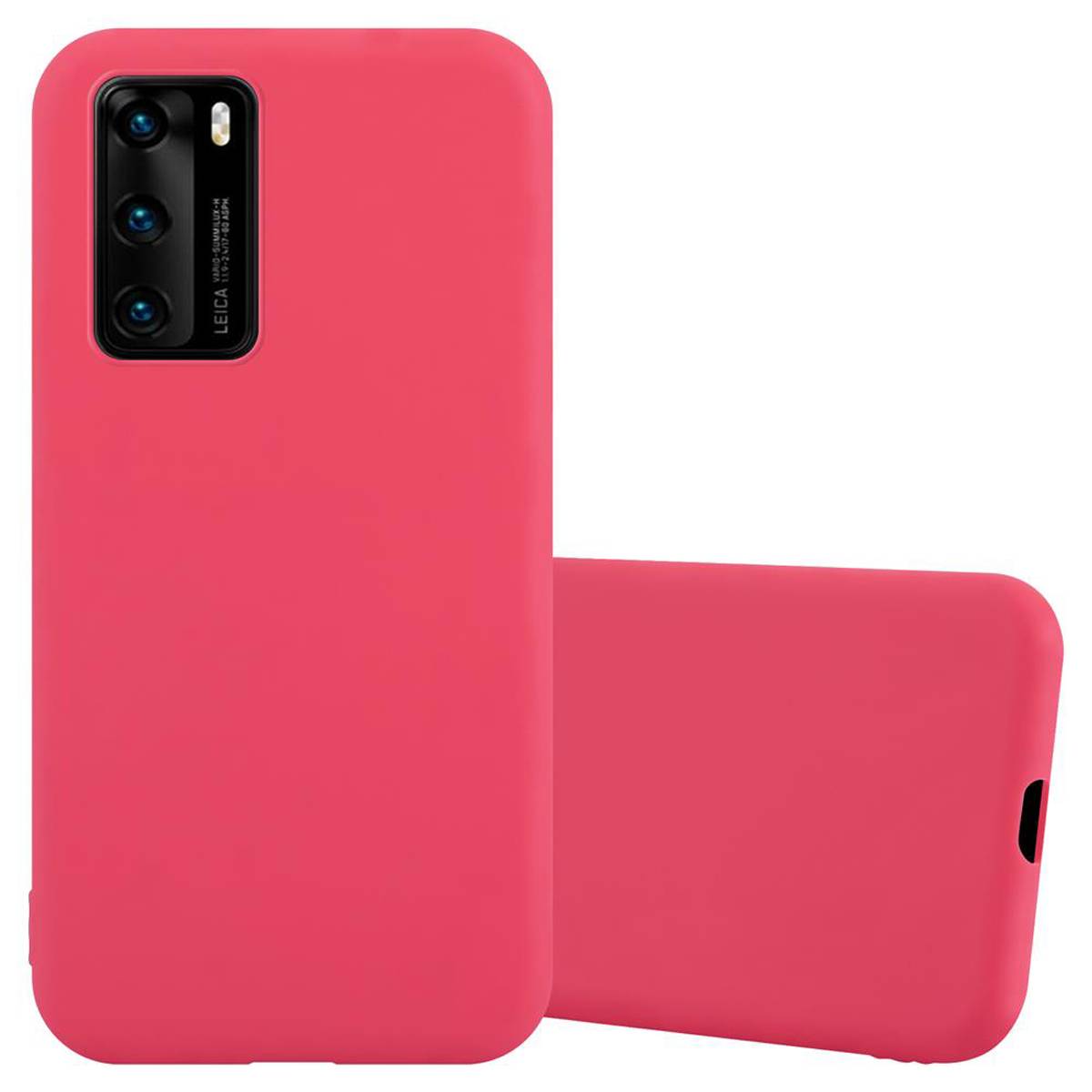 Cadorabo Hülle für Huawei P40 Schutzhülle in Rot Handyhülle TPU Silikon Etui Case Cover