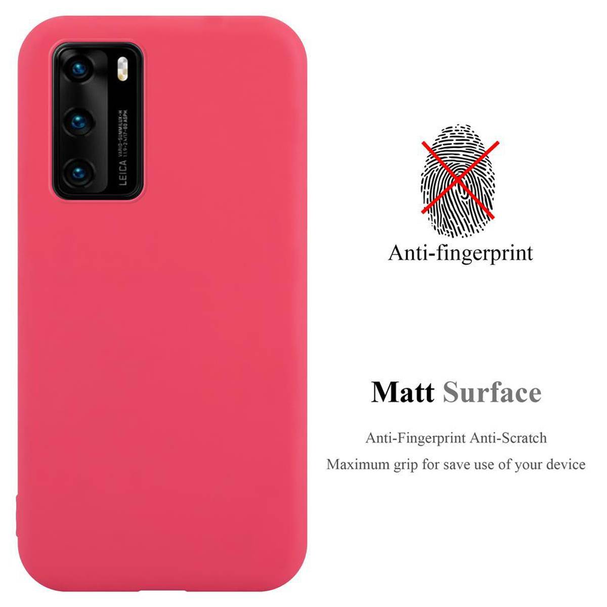 Cadorabo Hülle für Huawei P40 Schutzhülle in Rot Handyhülle TPU Silikon Etui Case Cover