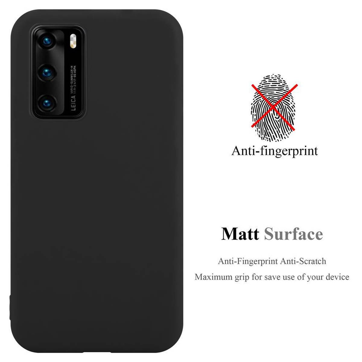 Cadorabo Hülle für Huawei P40 Schutzhülle in Schwarz Handyhülle TPU Silikon Etui Case Cover