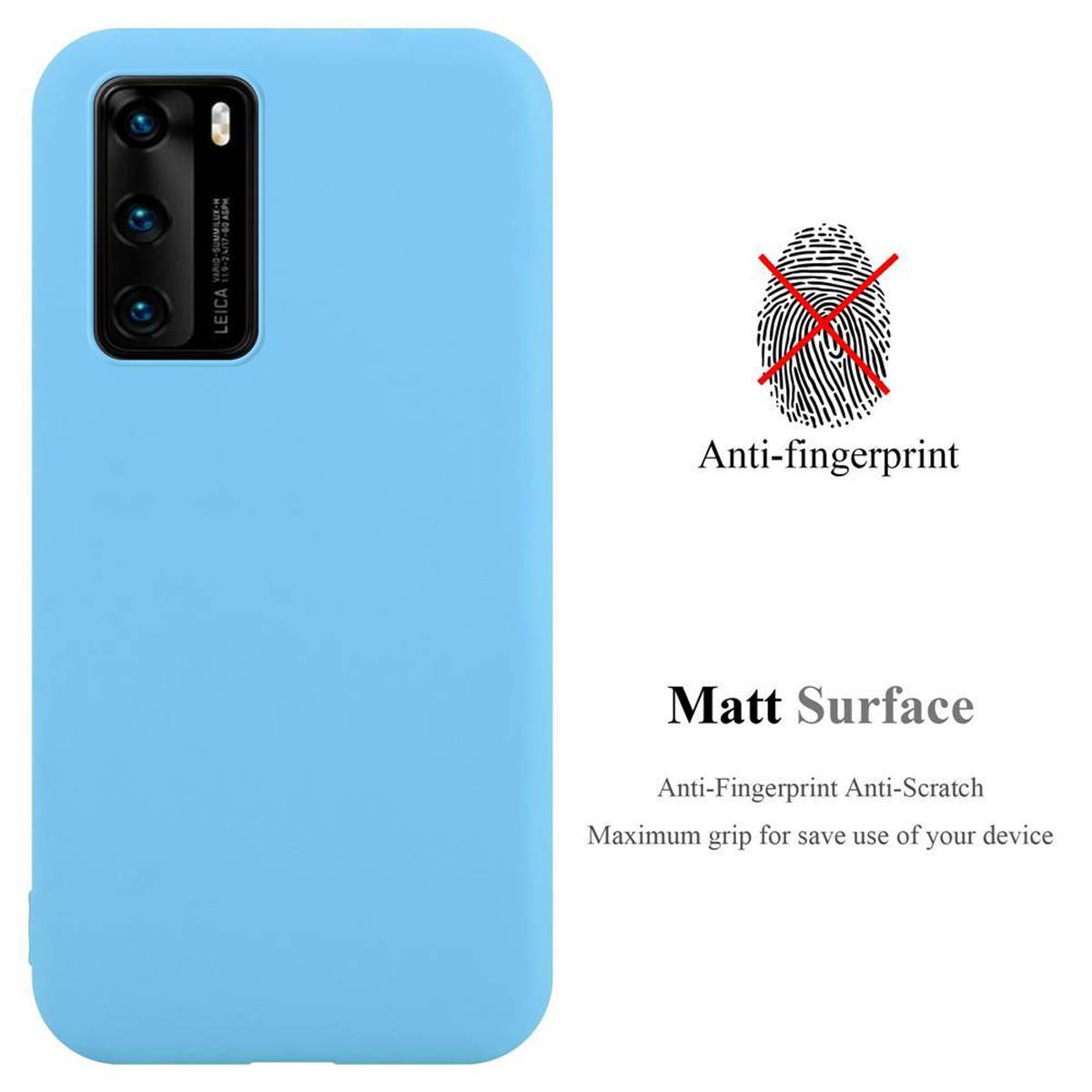 Cadorabo Hülle für Huawei P40 Schutzhülle in Blau Handyhülle TPU Silikon Etui Case Cover