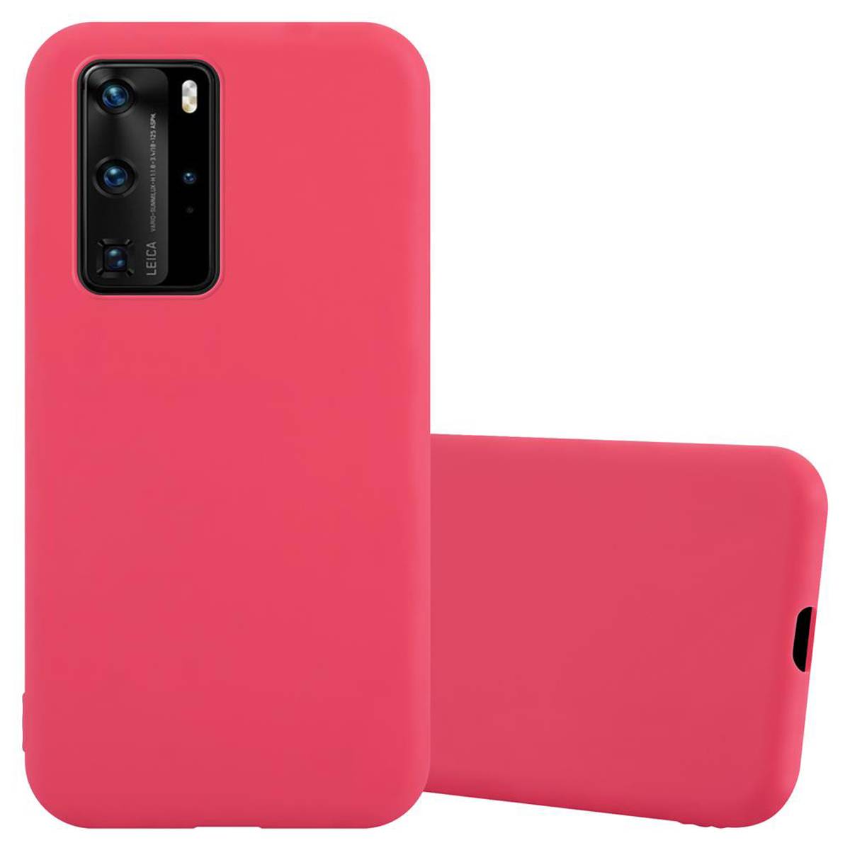 Cadorabo Hülle für Huawei P40 PRO / P40 PRO+ Schutzhülle in Rot Handyhülle TPU Silikon Etui Case Cover