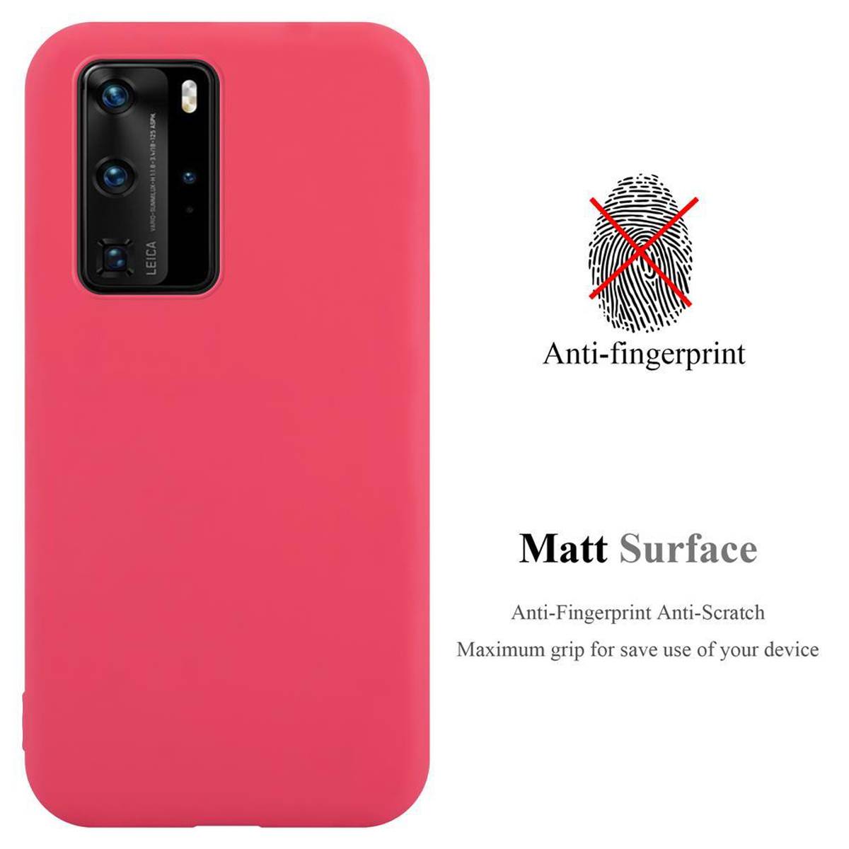 Cadorabo Hülle für Huawei P40 PRO / P40 PRO+ Schutzhülle in Rot Handyhülle TPU Silikon Etui Case Cover