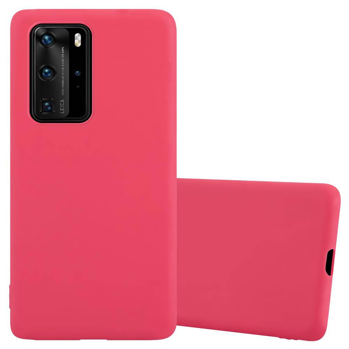 Cadorabo Hülle für Huawei P40 PRO / P40 PRO+ Schutzhülle in Rot Handyhülle TPU Silikon Etui Case Cover