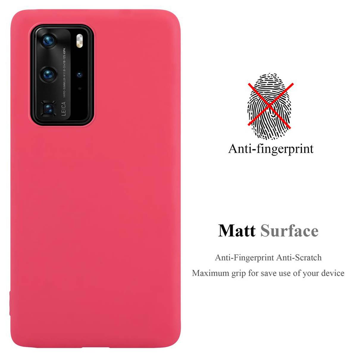 Cadorabo Hülle für Huawei P40 PRO / P40 PRO+ Schutzhülle in Rot Handyhülle TPU Silikon Etui Case Cover