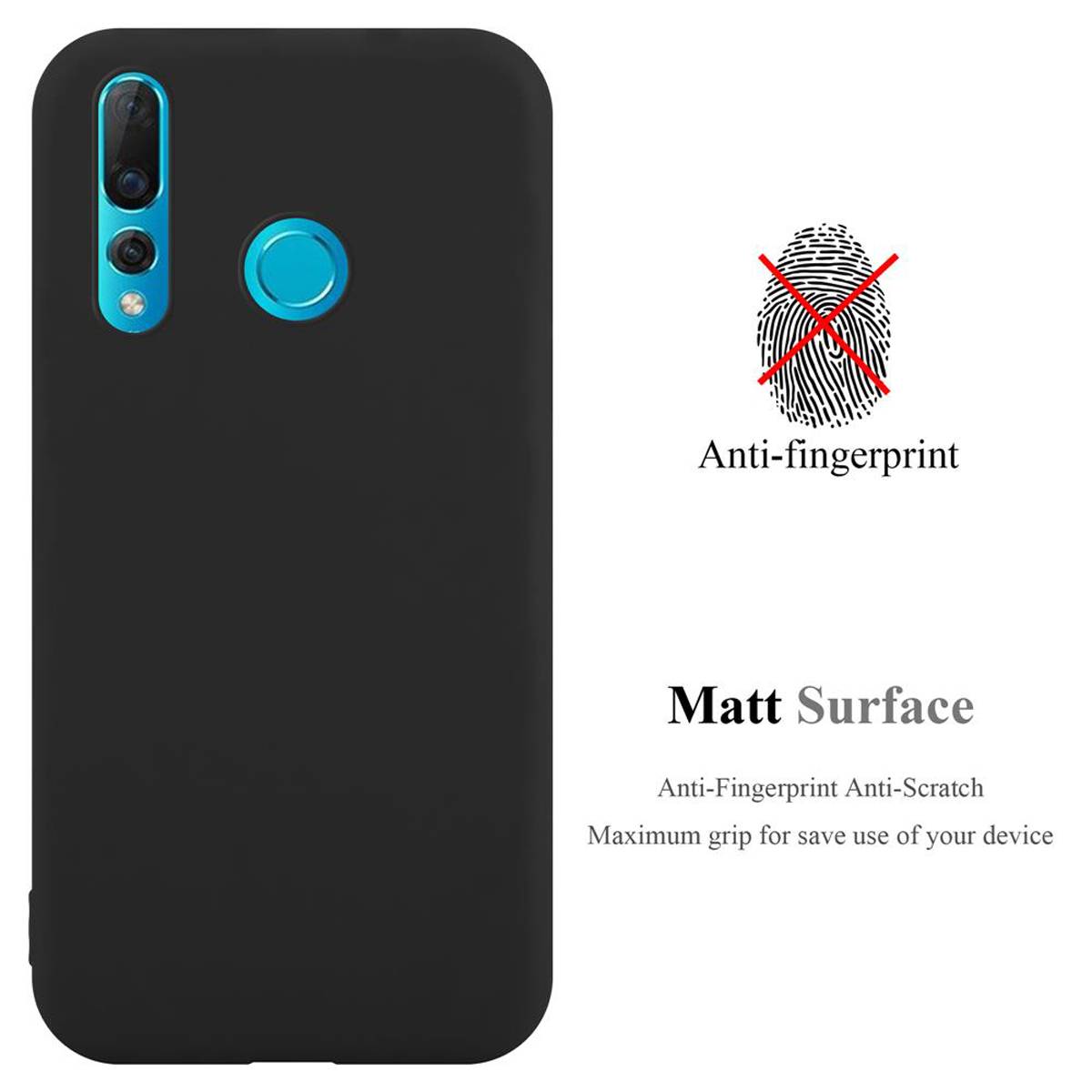 Cadorabo Hülle für Huawei NOVA 4 Schutzhülle in Schwarz Handyhülle TPU Silikon Etui Case Cover
