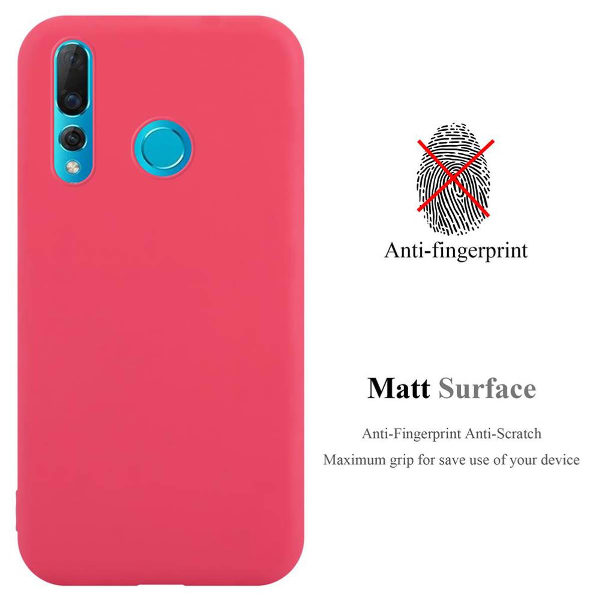 Cadorabo Hülle für Huawei NOVA 4 Schutzhülle in Rot Handyhülle TPU Silikon Etui Case Cover