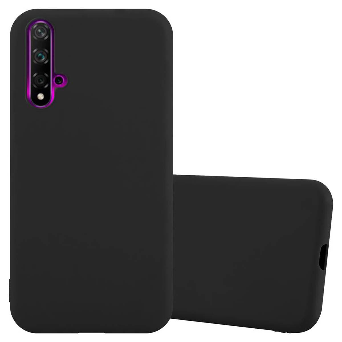 Cadorabo Hülle für Huawei NOVA 5 / 5 PRO Schutzhülle in Schwarz Handyhülle TPU Silikon Etui Case Cover
