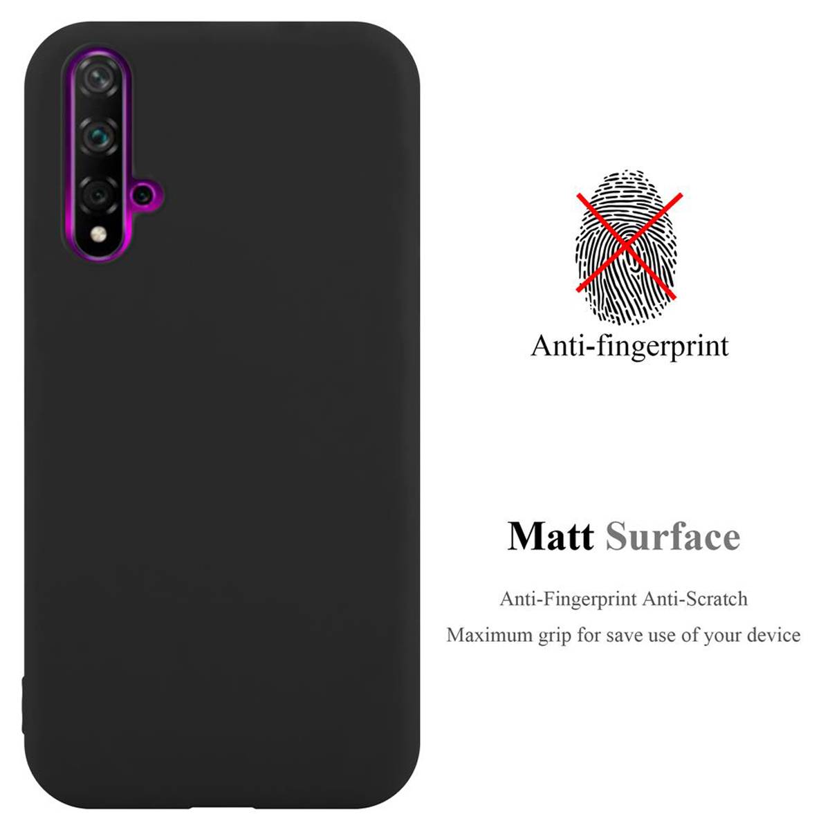 Cadorabo Hülle für Huawei NOVA 5 / 5 PRO Schutzhülle in Schwarz Handyhülle TPU Silikon Etui Case Cover