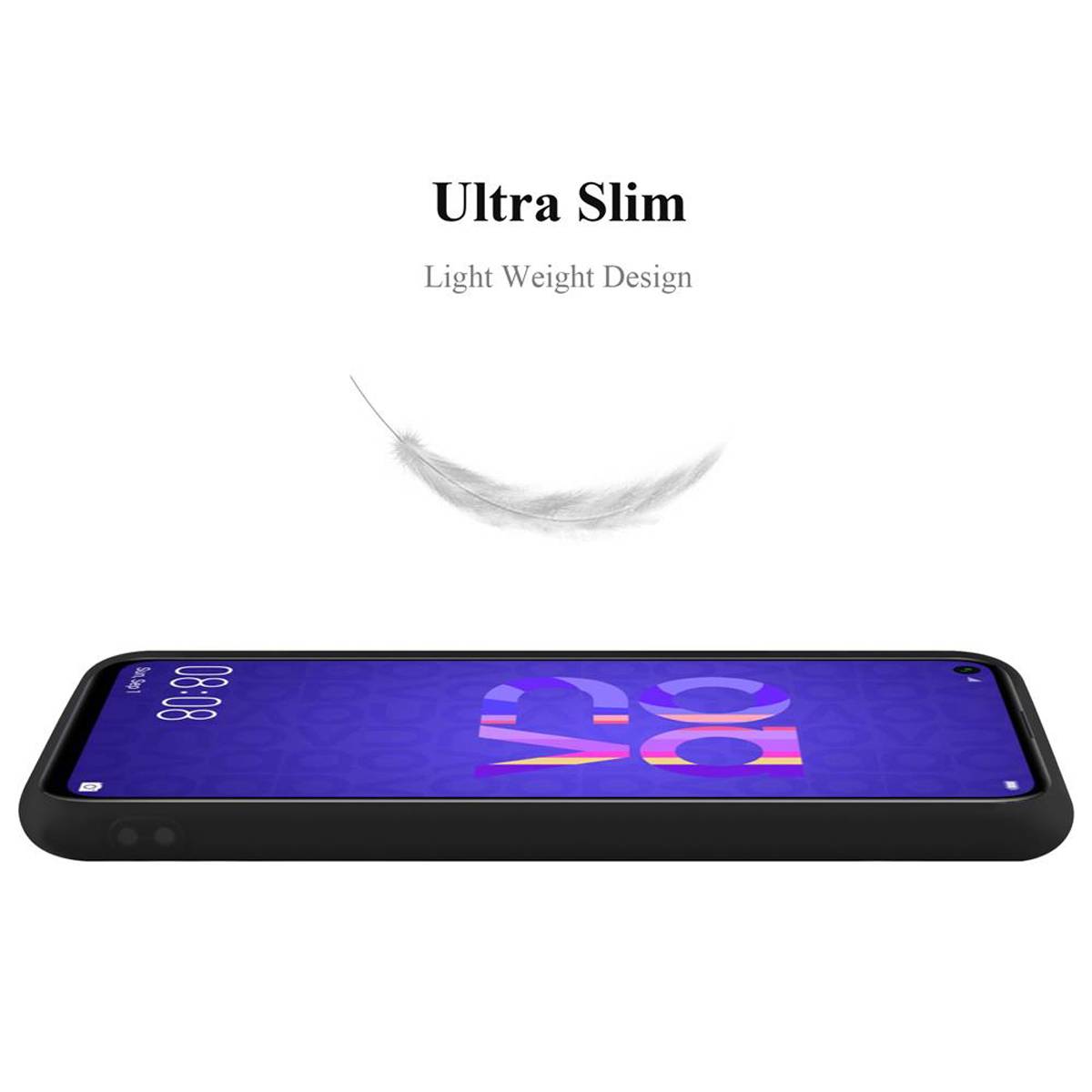 Cadorabo Hülle für Huawei NOVA 5 / 5 PRO Schutzhülle in Schwarz Handyhülle TPU Silikon Etui Case Cover