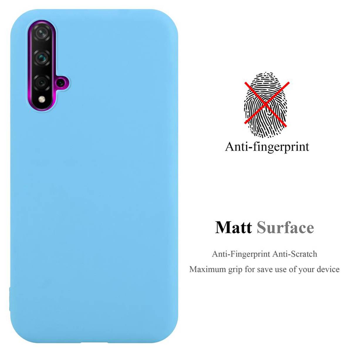 Cadorabo Hülle für Huawei NOVA 5 / 5 PRO Schutzhülle in Blau Handyhülle TPU Silikon Etui Case Cover