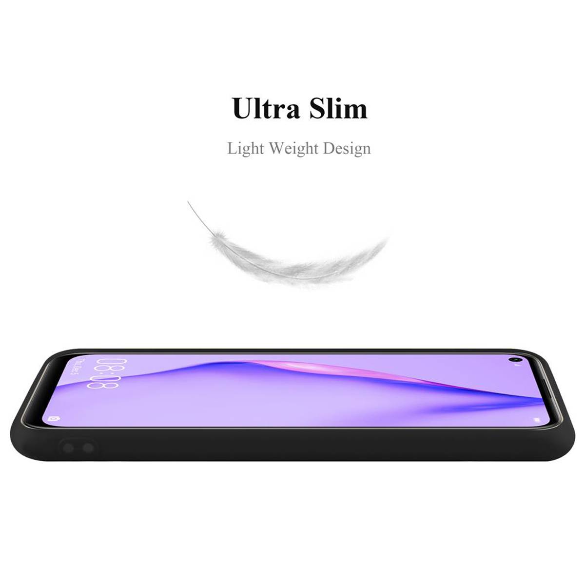 Cadorabo Hülle für Huawei NOVA 6 SE / P40 LITE / NOVA 7i Schutzhülle in Schwarz Handyhülle TPU Silikon Etui Case Cover