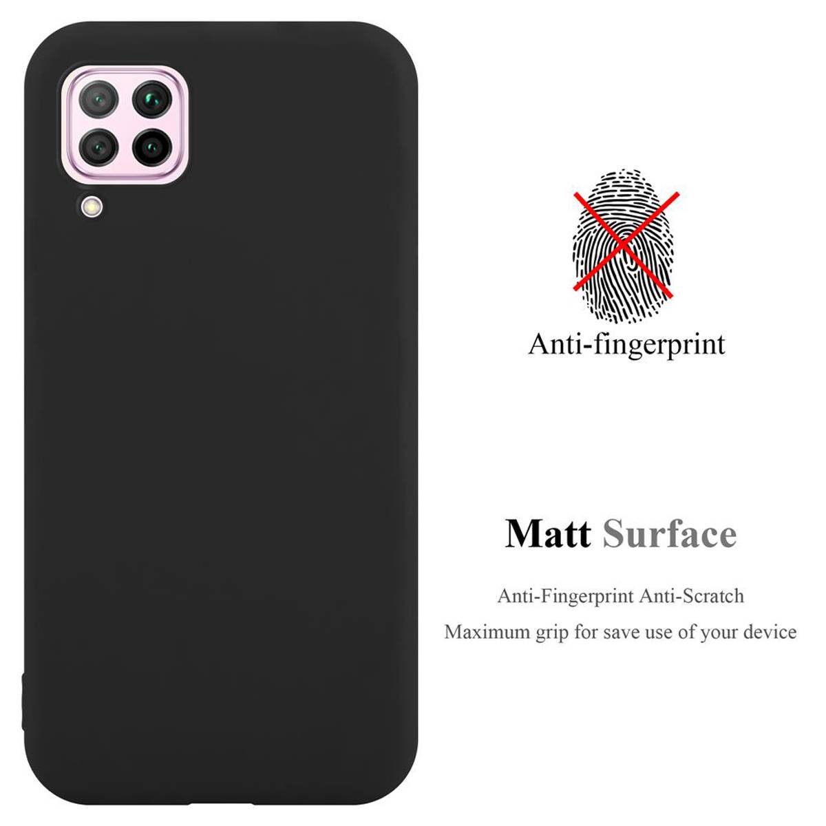 Cadorabo Hülle für Huawei NOVA 6 SE / P40 LITE / NOVA 7i Schutzhülle in Schwarz Handyhülle TPU Silikon Etui Case Cover