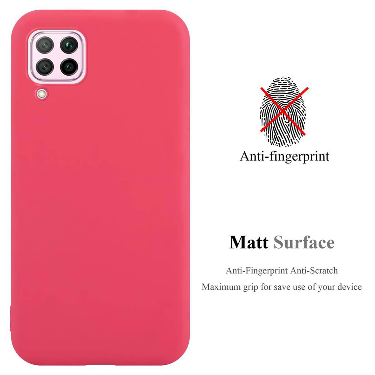 Cadorabo Hülle für Huawei NOVA 6 SE / P40 LITE / NOVA 7i Schutzhülle in Rot Handyhülle TPU Silikon Etui Case Cover