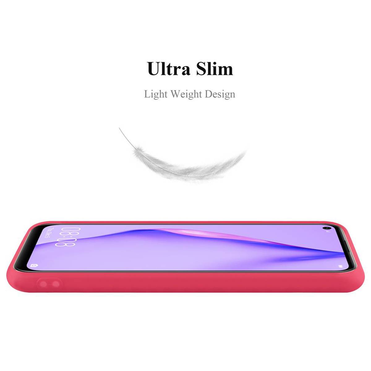 Cadorabo Hülle für Huawei NOVA 6 SE / P40 LITE / NOVA 7i Schutzhülle in Rot Handyhülle TPU Silikon Etui Case Cover