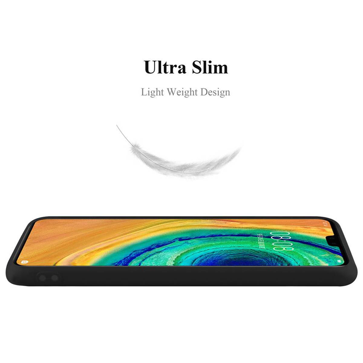 Cadorabo Hülle für Huawei MATE 30 Schutzhülle in Schwarz Handyhülle TPU Silikon Etui Case Cover