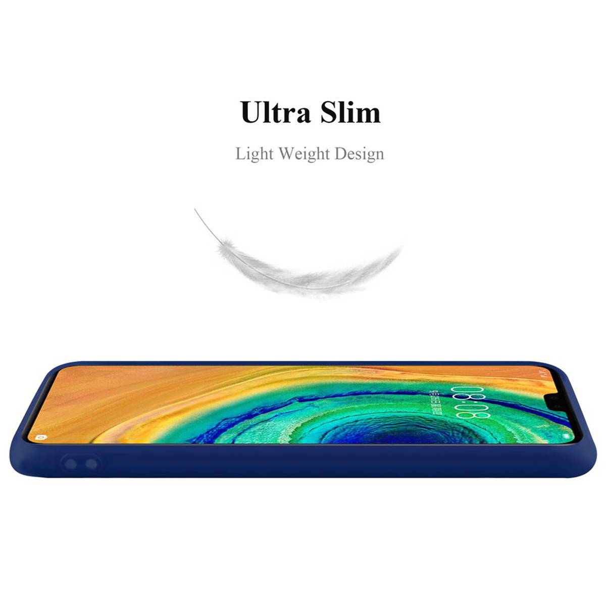 Cadorabo Hülle für Huawei MATE 30 Schutzhülle in Blau Handyhülle TPU Silikon Etui Case Cover