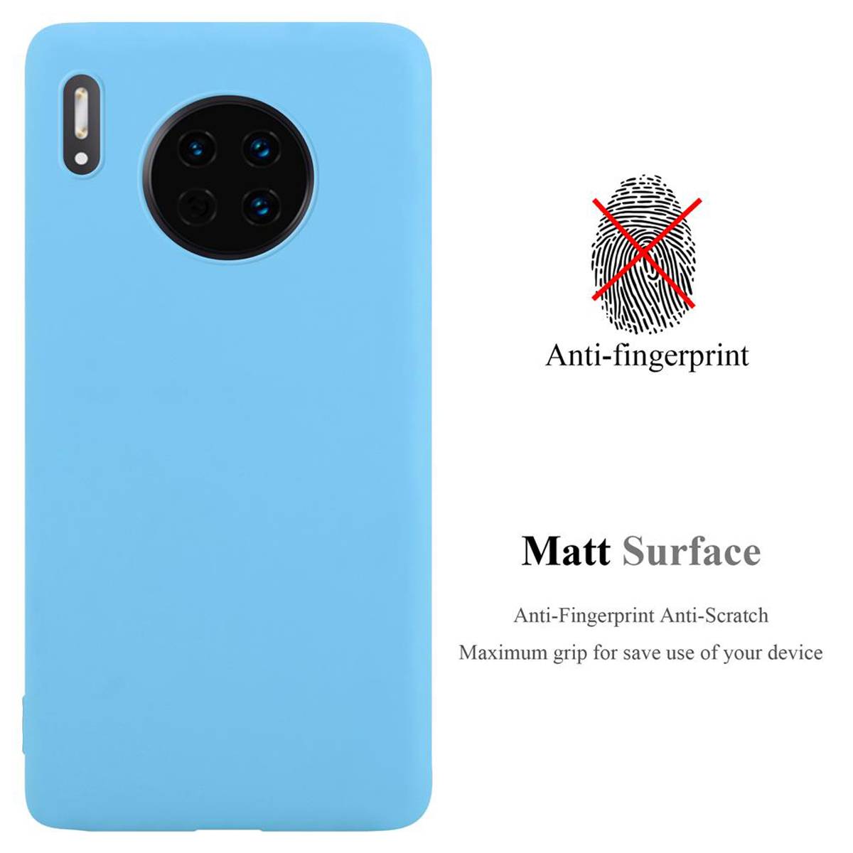 Cadorabo Hülle für Huawei MATE 30 Schutzhülle in Blau Handyhülle TPU Silikon Etui Case Cover