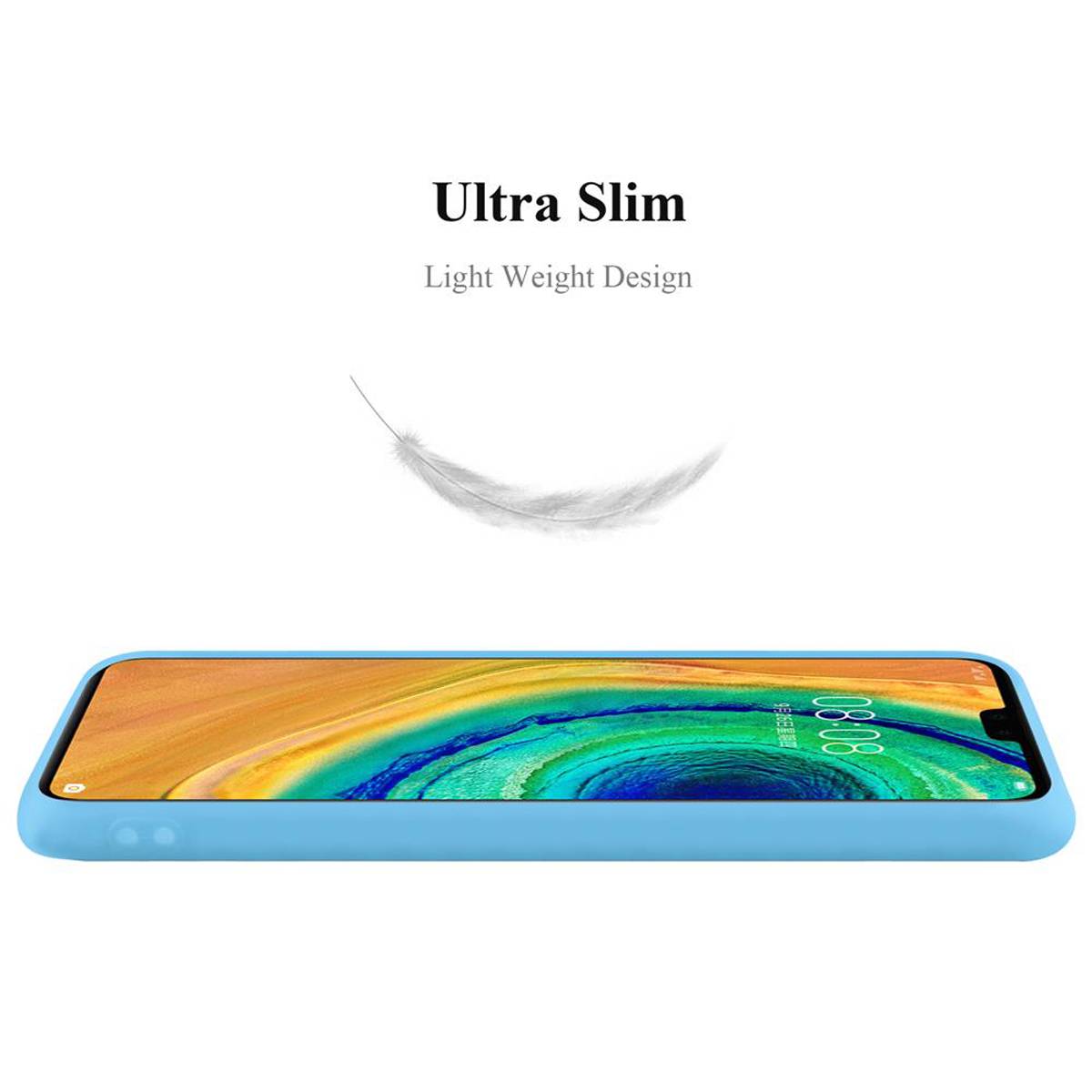 Cadorabo Hülle für Huawei MATE 30 Schutzhülle in Blau Handyhülle TPU Silikon Etui Case Cover
