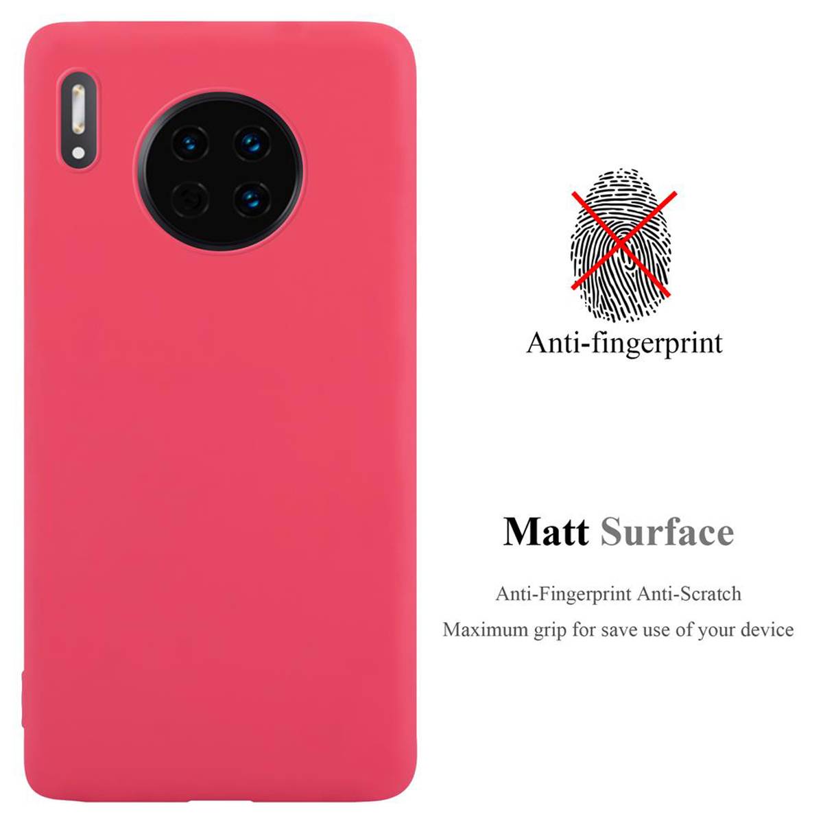 Cadorabo Hülle für Huawei MATE 30 Schutzhülle in Rot Handyhülle TPU Silikon Etui Case Cover