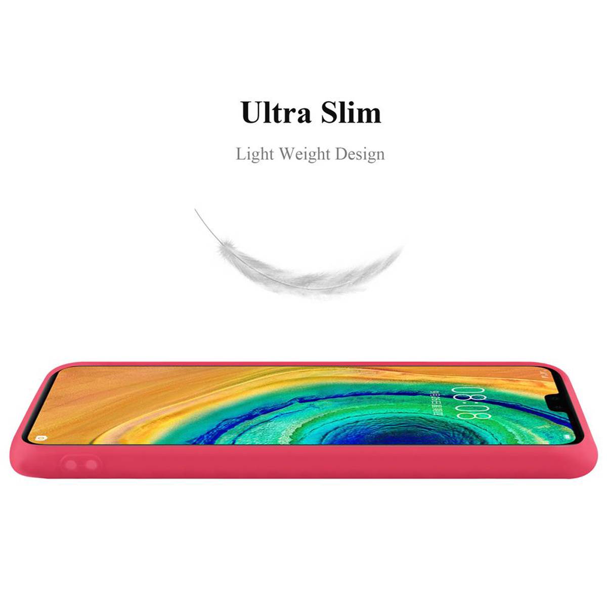 Cadorabo Hülle für Huawei MATE 30 Schutzhülle in Rot Handyhülle TPU Silikon Etui Case Cover