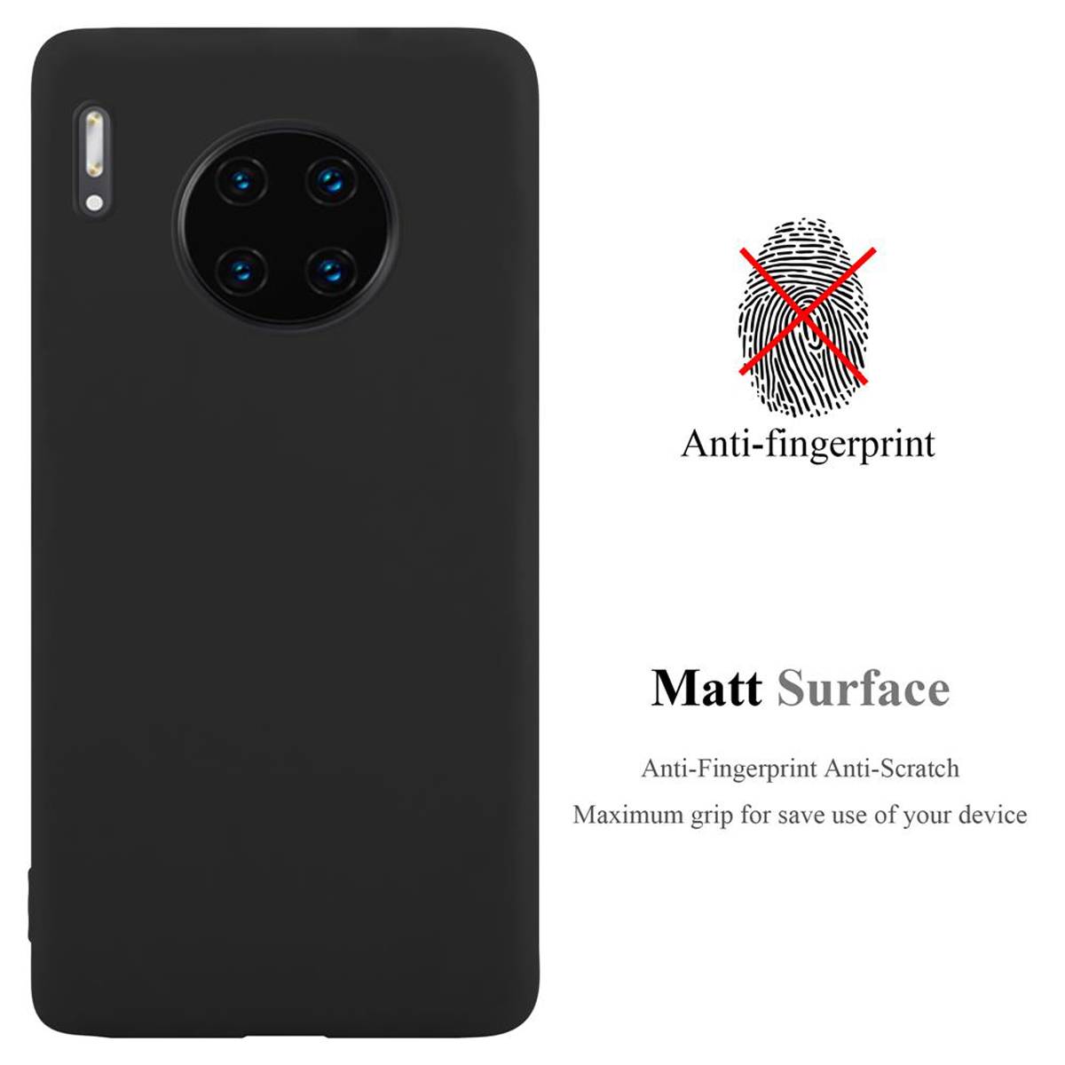 Cadorabo Hülle für Huawei MATE 30 PRO Schutzhülle in Schwarz Handyhülle TPU Silikon Etui Case Cover