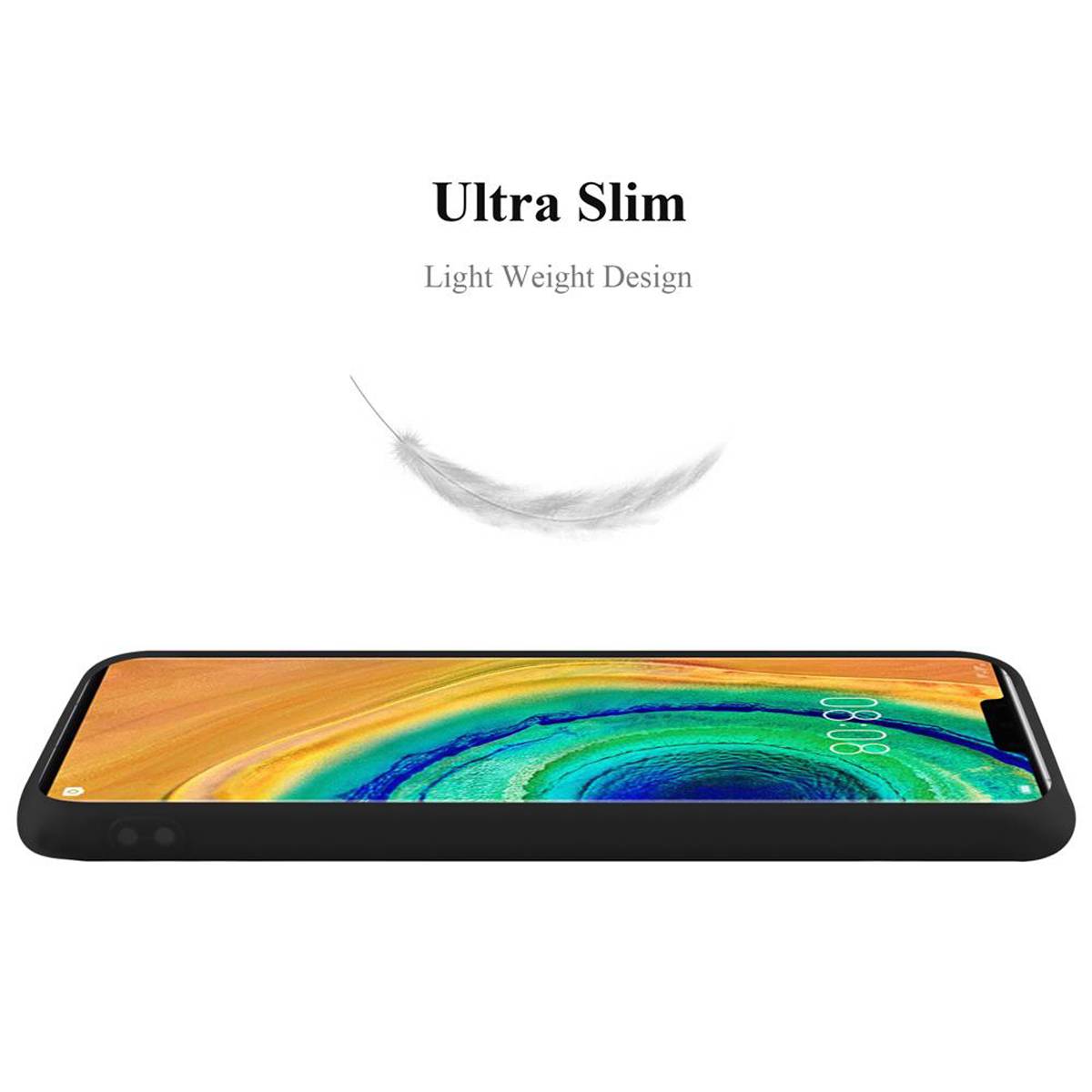 Cadorabo Hülle für Huawei MATE 30 PRO Schutzhülle in Schwarz Handyhülle TPU Silikon Etui Case Cover