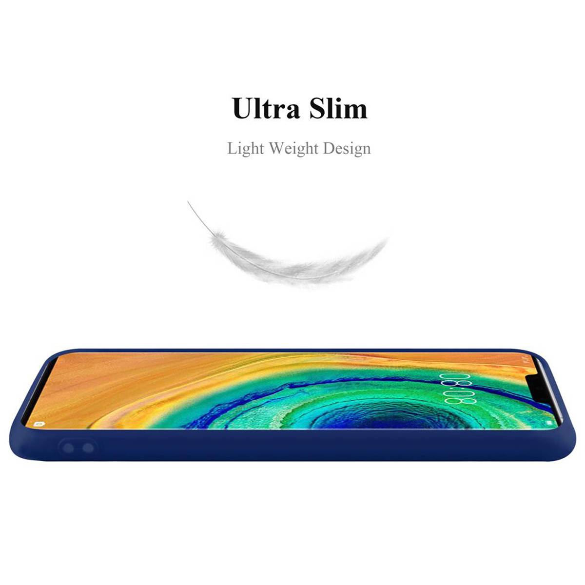Cadorabo Hülle für Huawei MATE 30 PRO Schutzhülle in Blau Handyhülle TPU Silikon Etui Case Cover