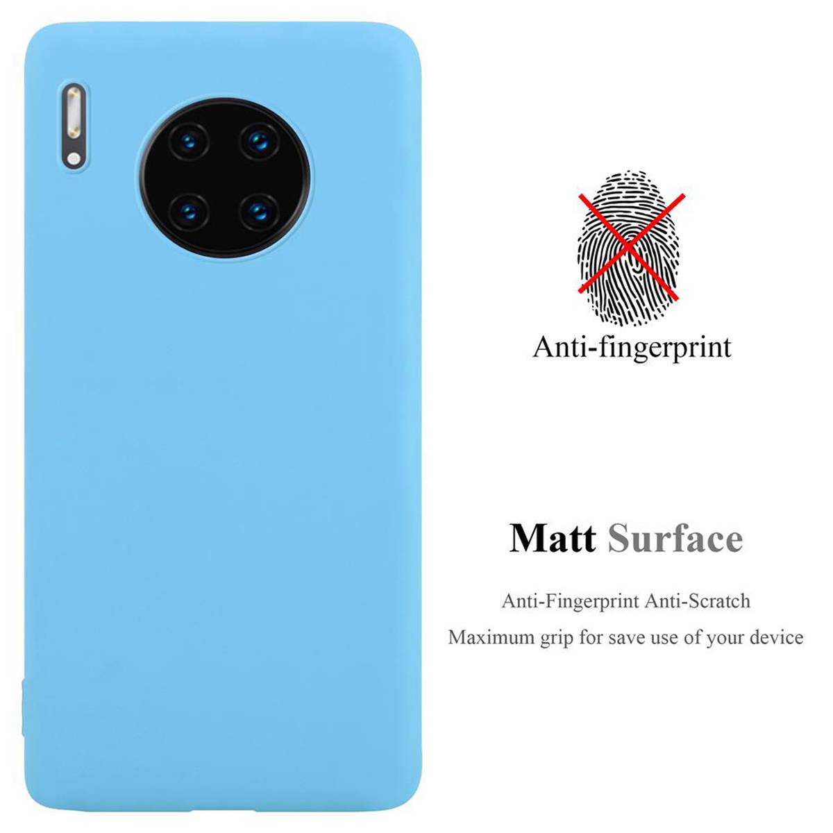 Cadorabo Hülle für Huawei MATE 30 PRO Schutzhülle in Blau Handyhülle TPU Silikon Etui Case Cover