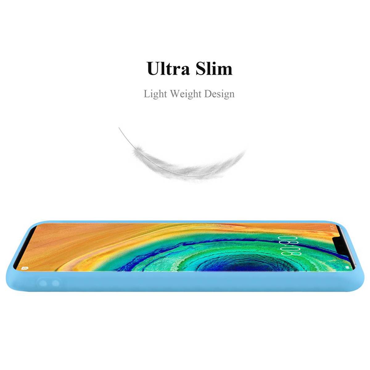 Cadorabo Hülle für Huawei MATE 30 PRO Schutzhülle in Blau Handyhülle TPU Silikon Etui Case Cover