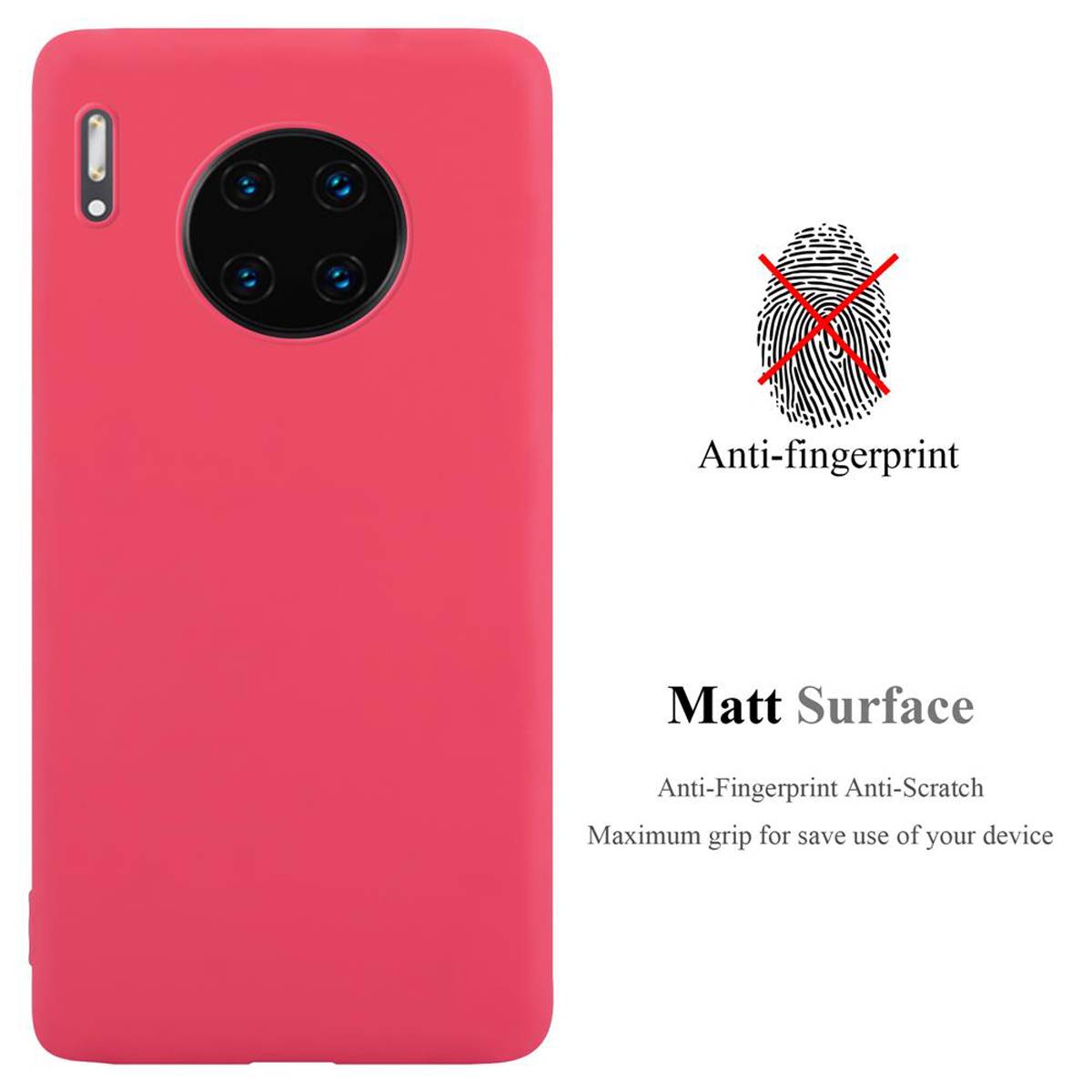 Cadorabo Hülle für Huawei MATE 30 PRO Schutzhülle in Rot Handyhülle TPU Silikon Etui Case Cover