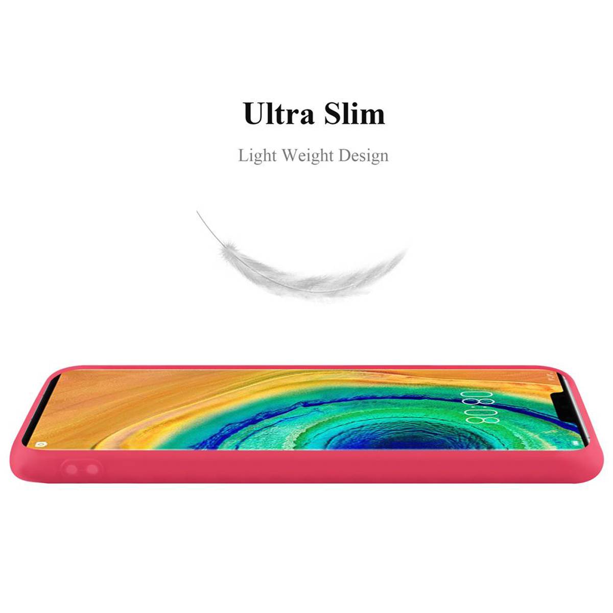 Cadorabo Hülle für Huawei MATE 30 PRO Schutzhülle in Rot Handyhülle TPU Silikon Etui Case Cover