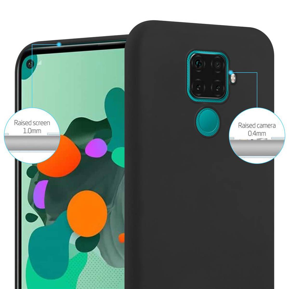 Cadorabo Hülle für Huawei MATE 30 LITE Schutzhülle in Schwarz Handyhülle TPU Silikon Etui Case Cover