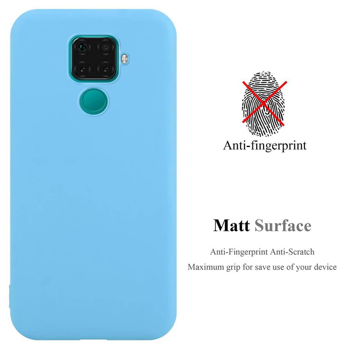 Cadorabo Hülle für Huawei MATE 30 LITE Schutzhülle in Blau Handyhülle TPU Silikon Etui Case Cover