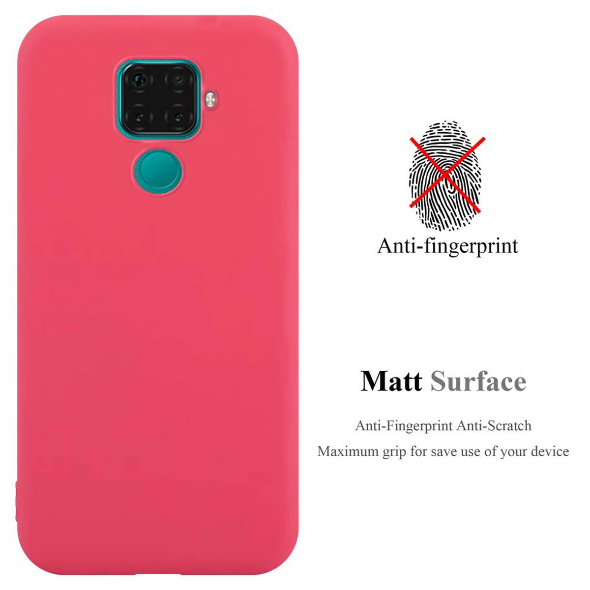 Cadorabo Hülle für Huawei MATE 30 LITE Schutzhülle in Rot Handyhülle TPU Silikon Etui Case Cover