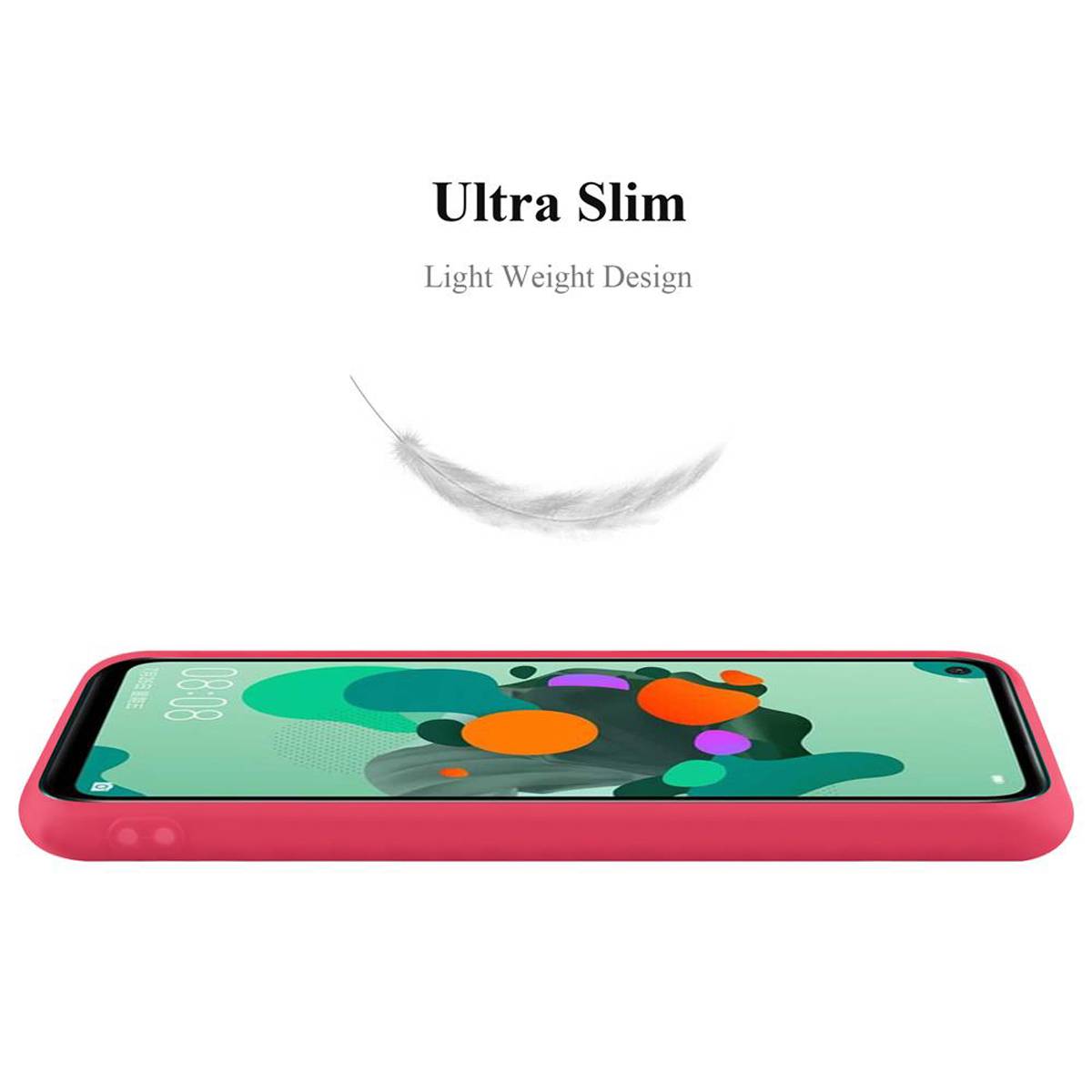 Cadorabo Hülle für Huawei MATE 30 LITE Schutzhülle in Rot Handyhülle TPU Silikon Etui Case Cover