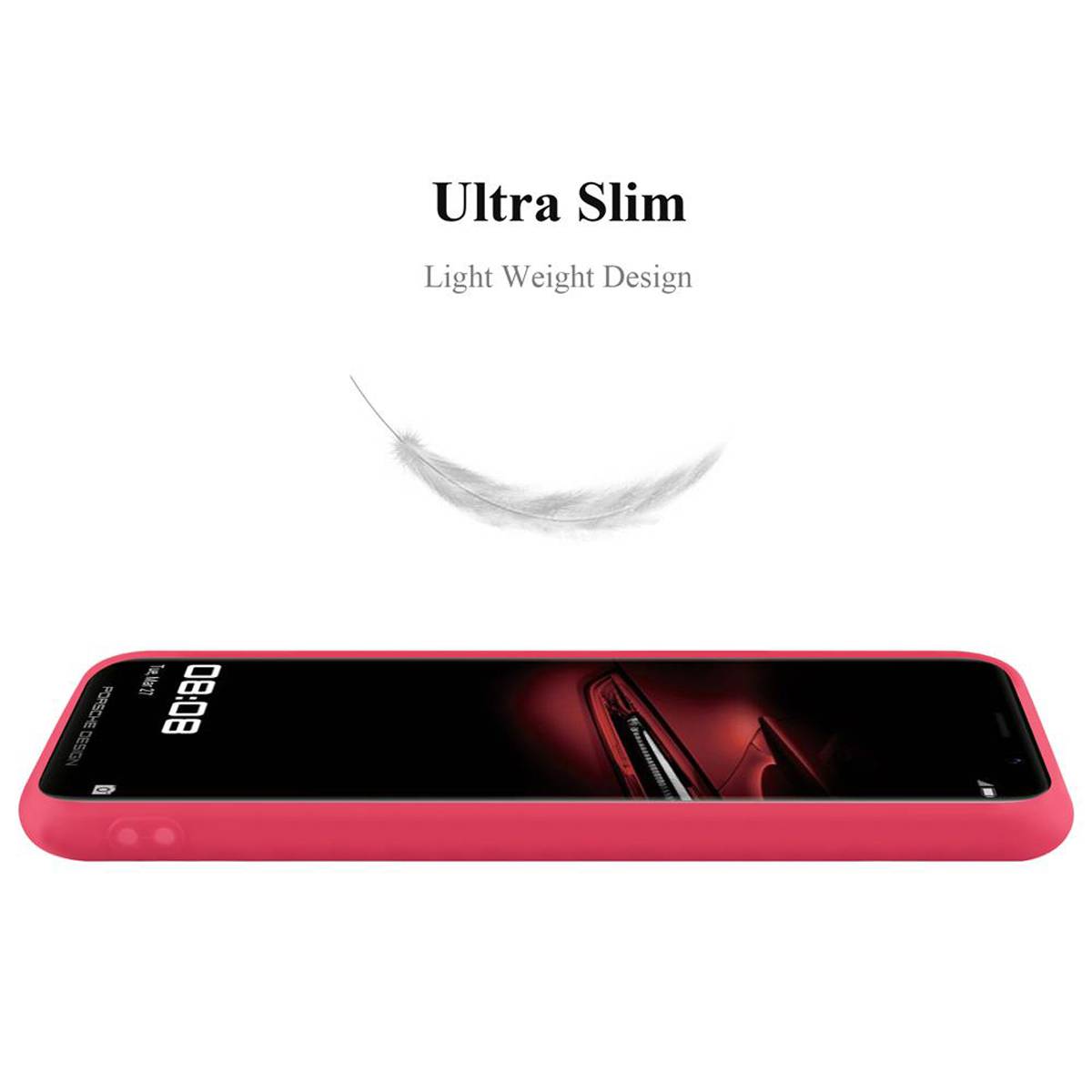 Cadorabo Hülle für Huawei MATE RS Schutzhülle in Rot Handyhülle TPU Silikon Etui Case Cover